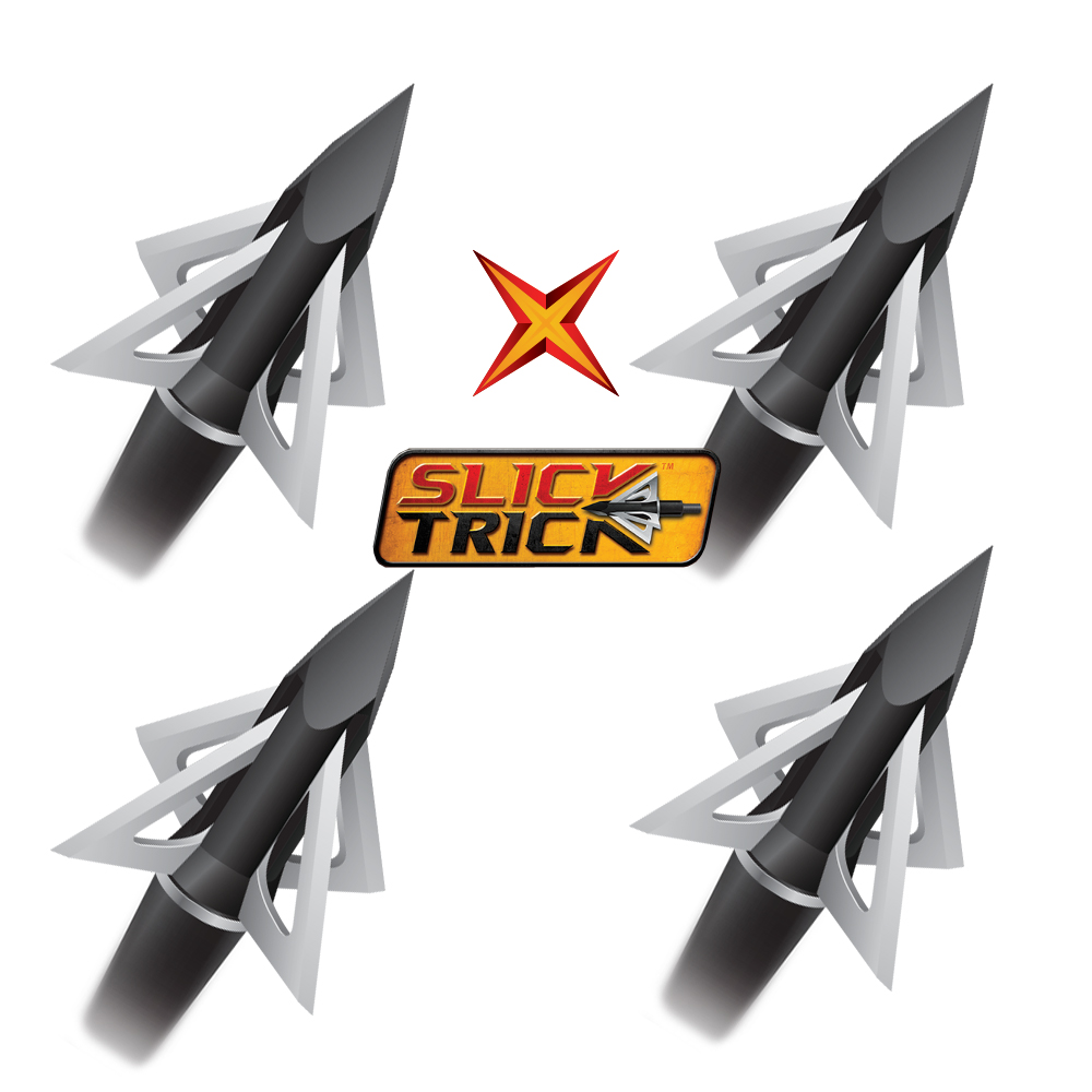 Slick Trick 1-1/4” GrizzTrick 2 Broadheads Hunting Archery 4/Pack 