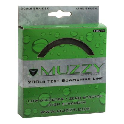 Muzzy Bowfishing Lime Green 200# Braided Bowfishing Line 100 ft spool 1078