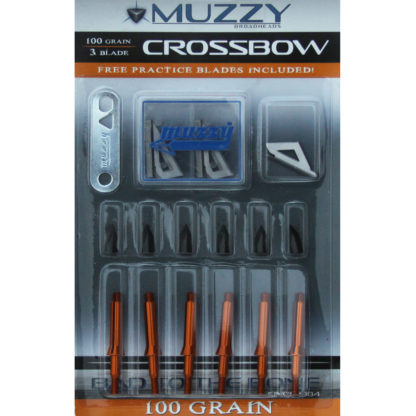 Muzzy Crossbow Trocar 100 Grain 3 Blade Screw In 3 Pack #29200 1-3/16" Cutting 