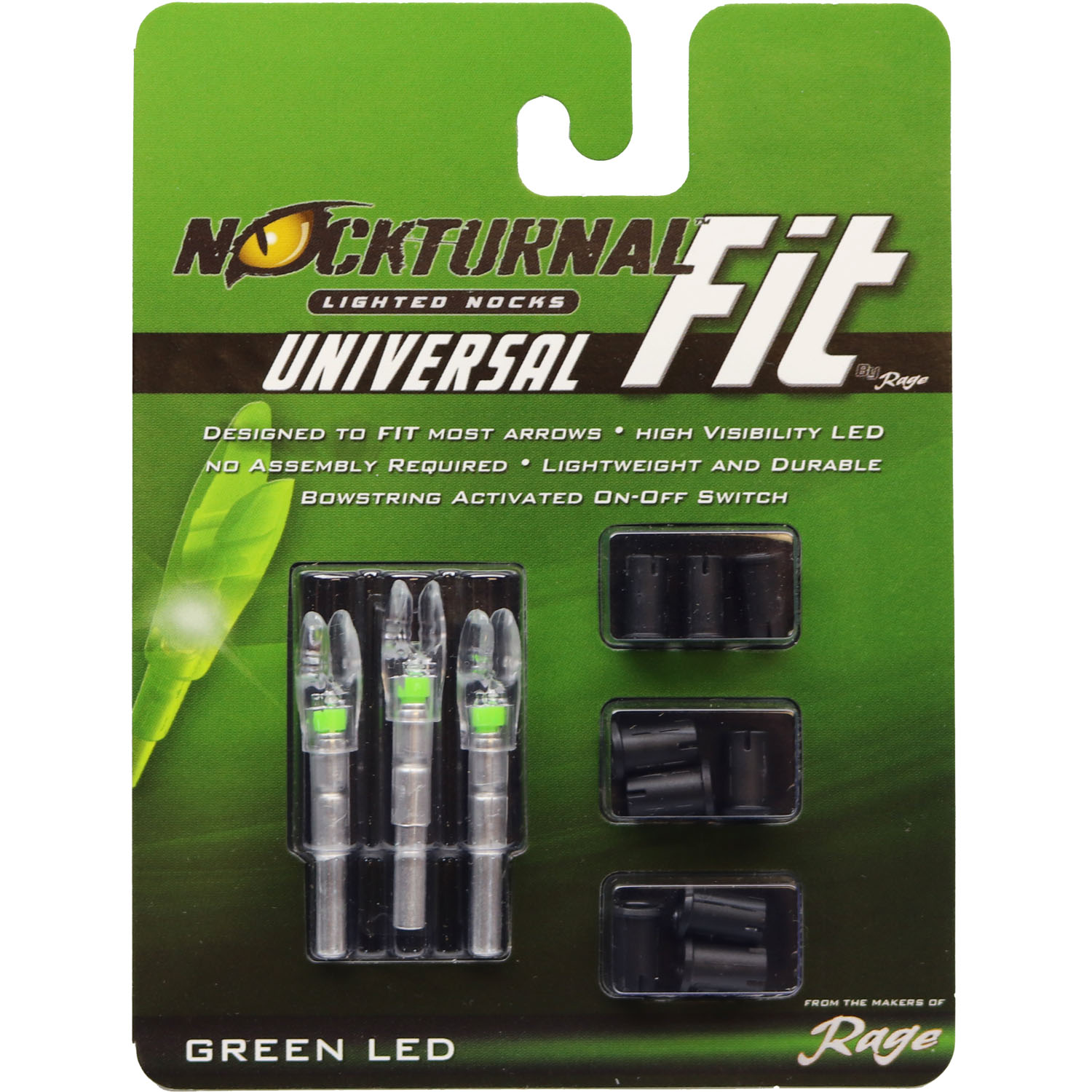Nockturnal FIT Universal Size Green Lighted Nock 3 Pack NT-305 - Farmstead  Outdoors
