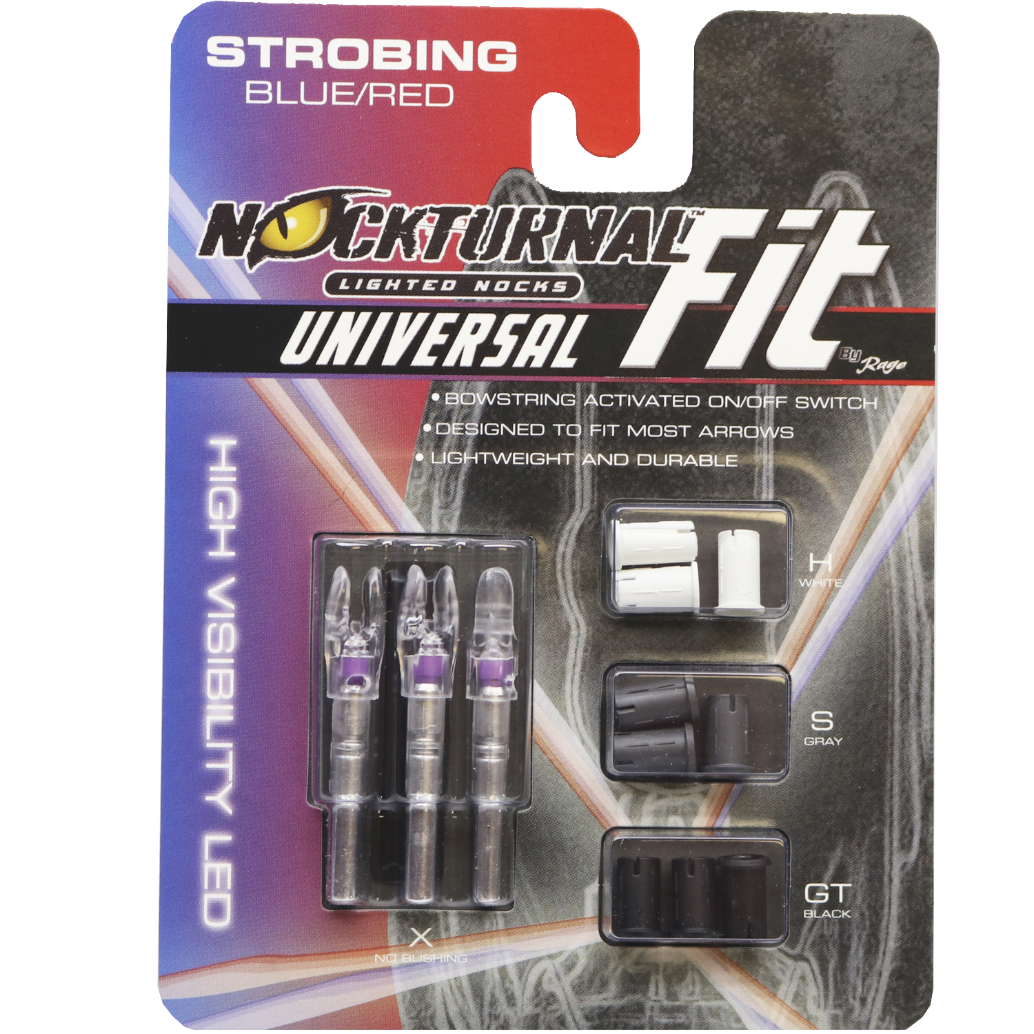 Rage Nockturnal Universal Fit Strobing Lighted Nock REDGREEN 3pk for sale online