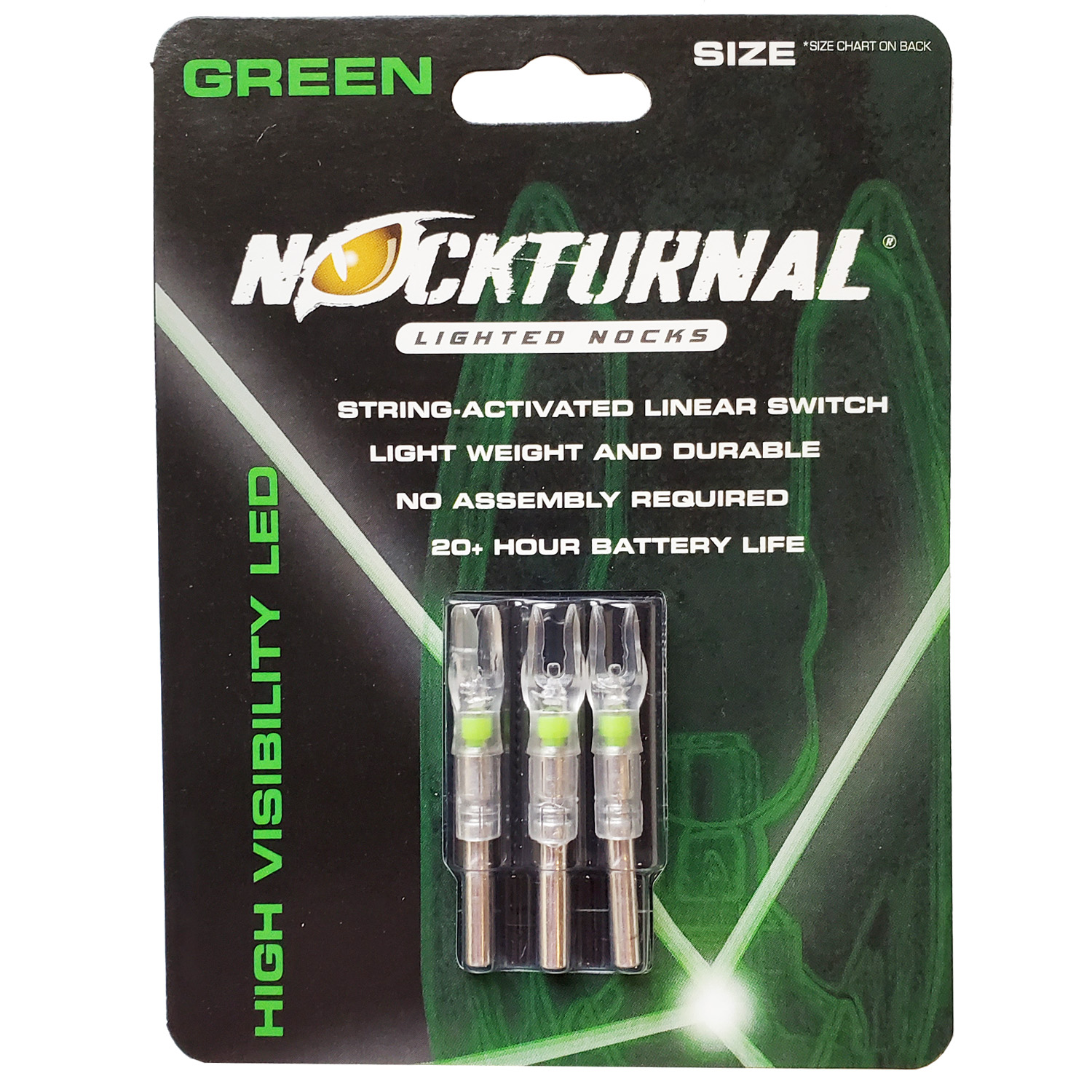 Nockturnal GT Lighted Nocks,Pack of 3,Green for sale online