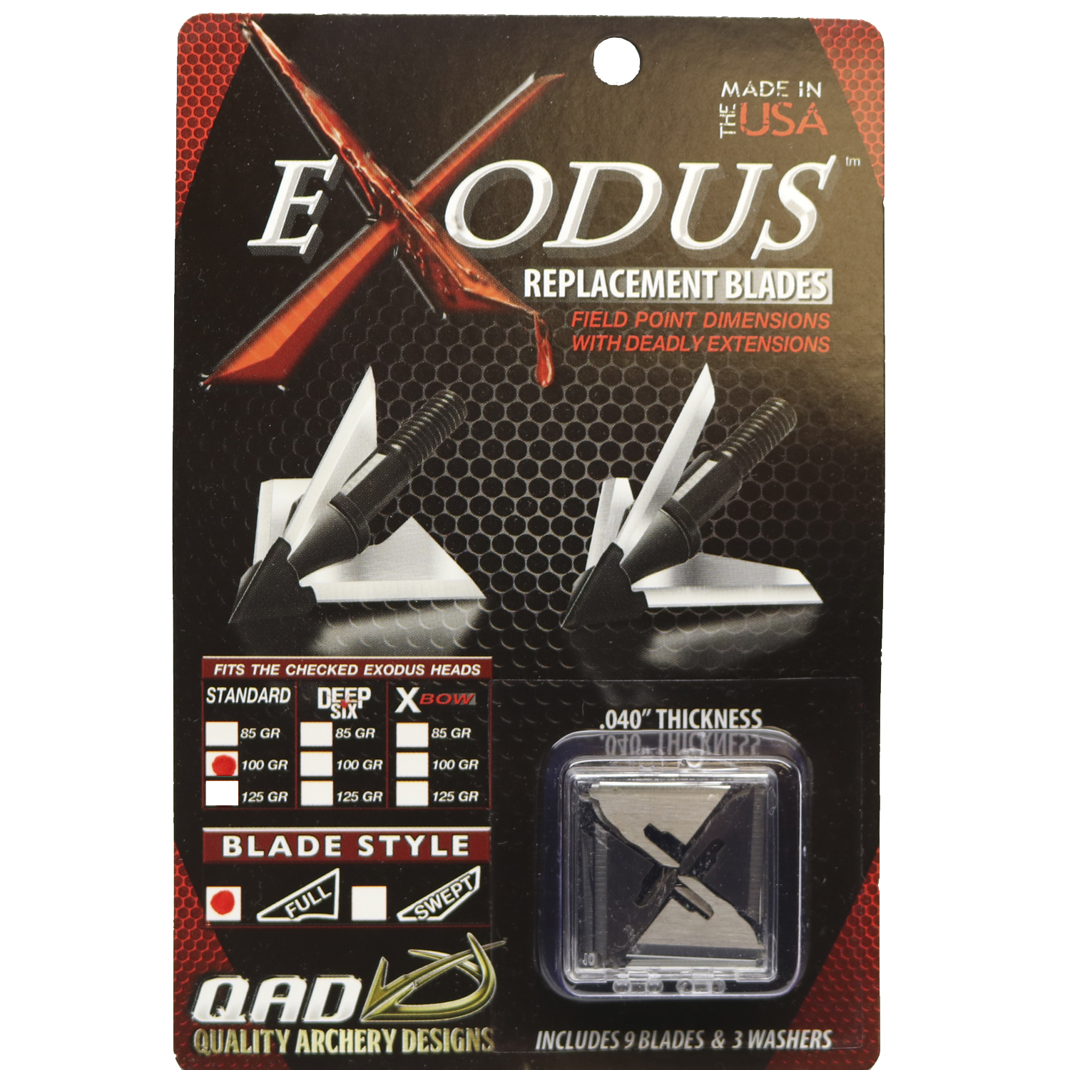 3 Pk QAD Exodus Broadhead Deep Six Full Blade 100 Gr 66924 for sale online 