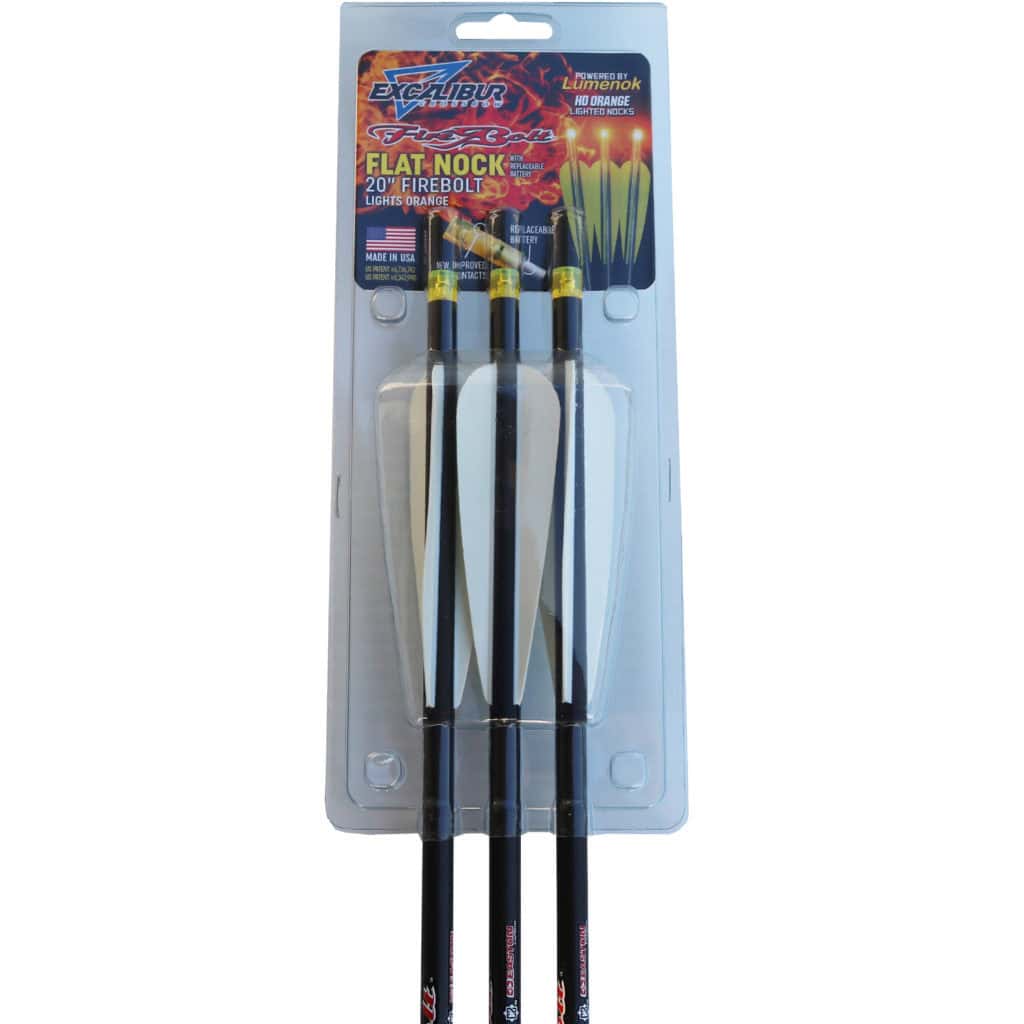 Lumenok Excalibur Firebolt Arrow Lighted Flat Nock Orange Crossbow Bolt 20" 3 Pack BEXCF3