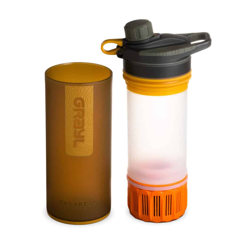 Grayl Water Bottle Purifier Geopress 24oz Bottle Coyote Amber 400AMB