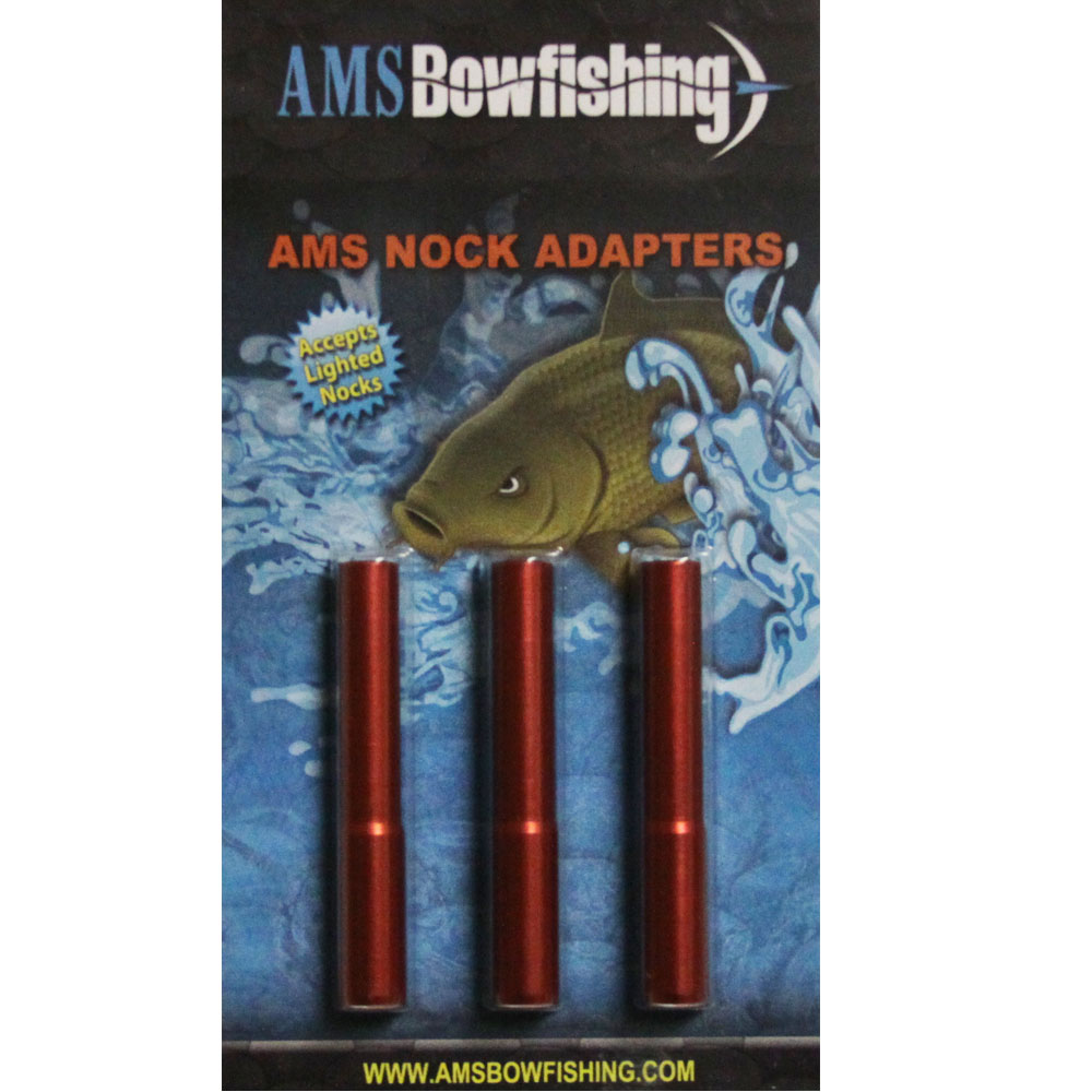 AMS Bowfishing Nock Adapters 3pk for Lighted Nocks M113-RED