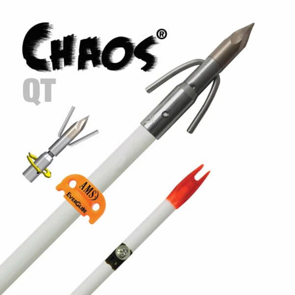 AMS Bowfishing Arrow Fiberglass Chaos Point QT Arrow w AMS Safety Slide A208-WHT - Image 2