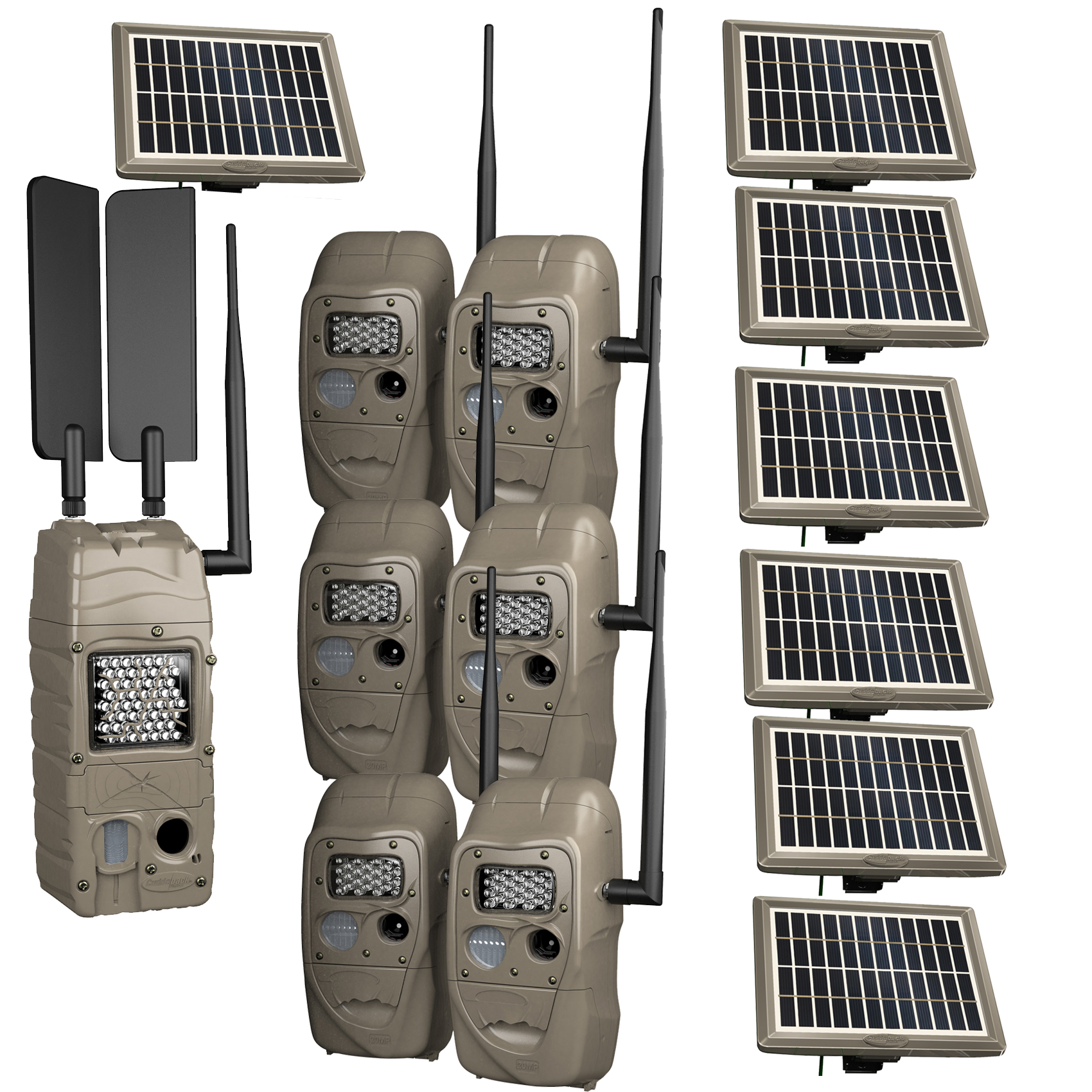 Cuddeback CuddeLink Cell Starter Kit 6+1 AT&T Power House IR Home Camera G- 5147 with 6 J IR Flash with 7 Solar Kits 09036* - Farmstead Outdoors