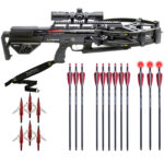 TenPoint Crossbow TX 28 Rail-less Moss Green Package 410 FPS Extra Bolts, Sling, Broadheads and Lighted Bolts TX 28 Crossbow Moss Green Package Bolts Sling Broadheads